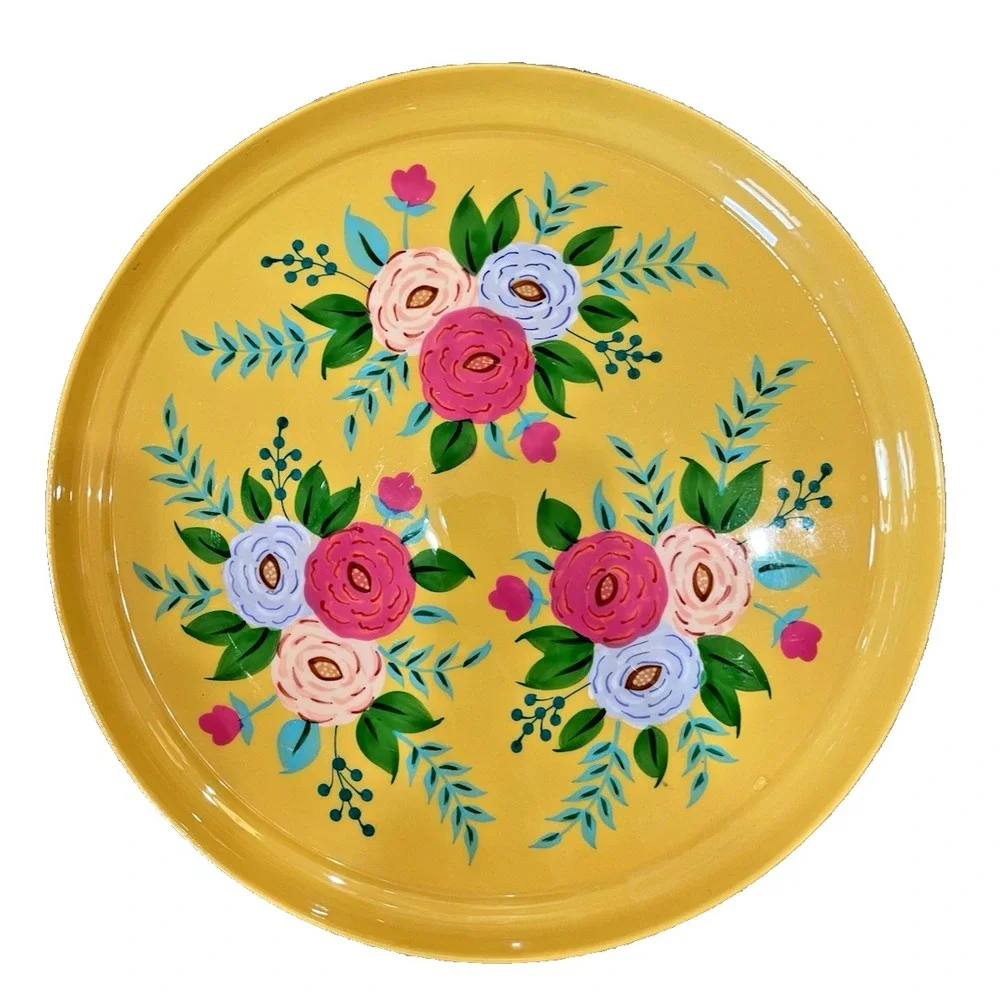 Hand Painted Metal Bright Yellow Flowers 15.5